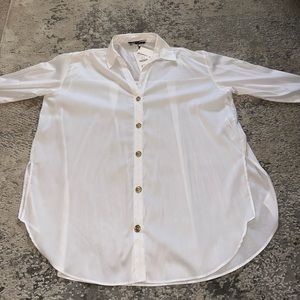 ZARA white button up dress shirt with gold buttons- Never worn